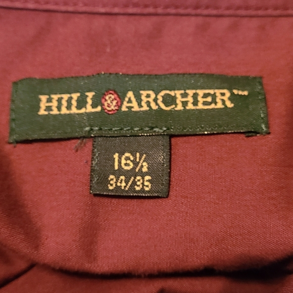 (704) Hill Archer Men's Classic Long Sleeve Dress Shirt, Size: 16.5, Maroon - Picture 5 of 12